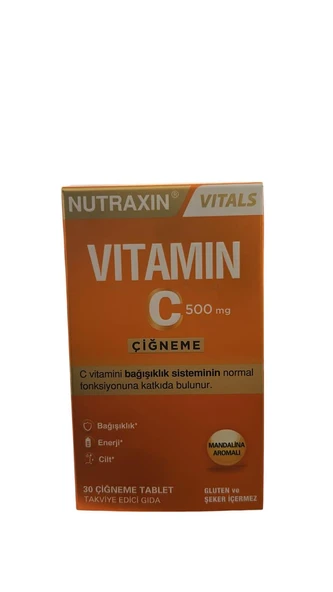 Nutraxin Vitamin C 500 Mg 30 Çiğneme Tableti 8680512600084 ürün görseli