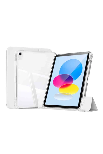 iPad 10. Nesil Uyumlu Airbagli Manyetik Ayrılabilen Fuchsia Sliding Tablet Kılıfı - Resim 9