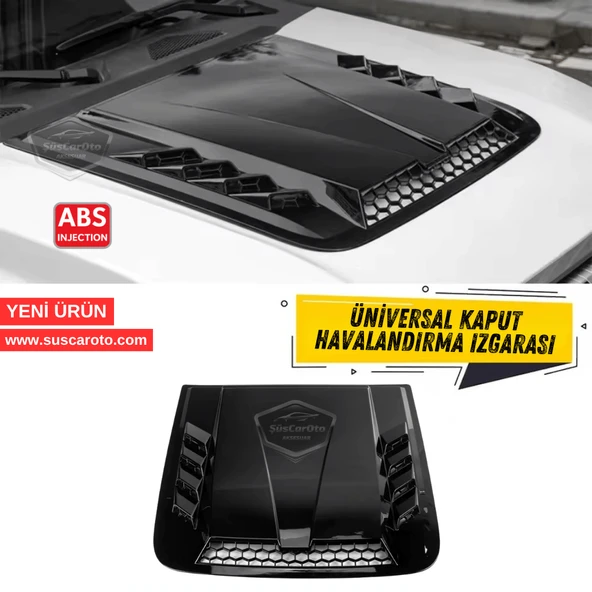 Üniversal Her Araca Uyumlu Geniş Büyük Boy Kaput Üstü Havalandırma Izgarası Tavan Vent Air Scoop İthal Petekli 51 x 47 cm