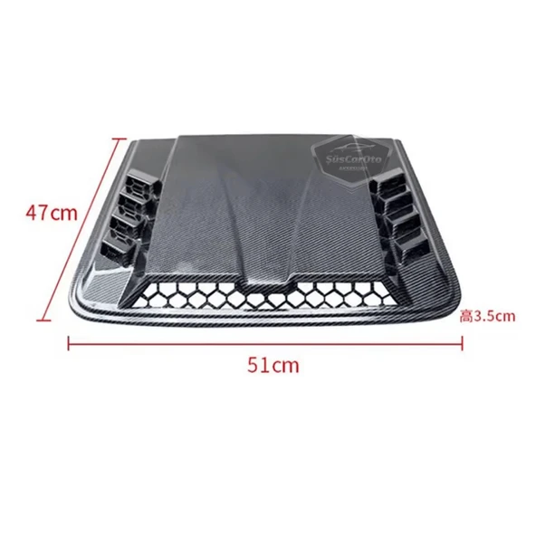 Üniversal Her Araca Uyumlu Geniş Büyük Boy Kaput Üstü Havalandırma Izgarası Tavan Vent Air Scoop İthal Petekli 51 x 47 cm - 5