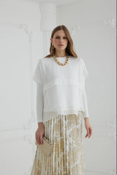 ŞİFON KATLI İKİLİ BLUZ - 3