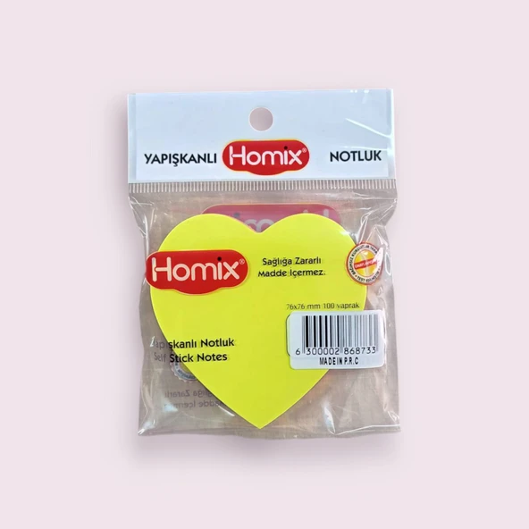 Homix 3 PAKET Kalp Şeklinde Yapışkanlı Notluk 76 x 76 cm Neon Renkler 100 Yp - 4