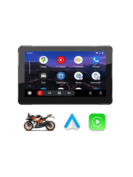7'' CarPlay Motosiklet Gidon için Su Geçirmez Navigasyon Akıllı Ekran İOS ve Android Uyumlu - 2