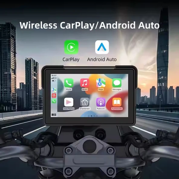 7'' CarPlay Motosiklet Gidon için Su Geçirmez Navigasyon Akıllı Ekran İOS ve Android Uyumlu - 5
