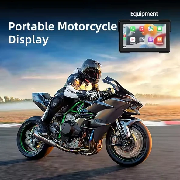 7'' CarPlay Motosiklet Gidon için Su Geçirmez Navigasyon Akıllı Ekran İOS ve Android Uyumlu - 4