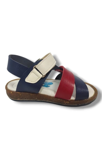 Şirinbebe 1549-20 Anatomik 3 Bant Kemer Tokalı Erkek Çocuk Sandalet Lacivert Kırmızı 21-25 - Resim 2