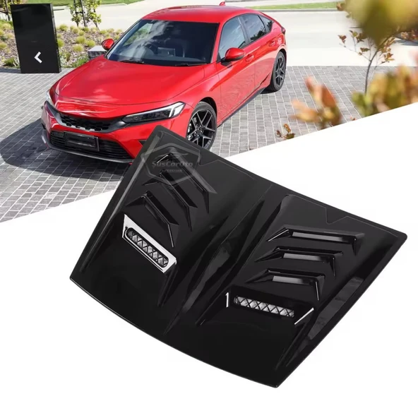 Üniversal Her Araca Uyumlu Geniş Midi Boy Kaput Üstü Havalandırma Izgarası Tavan Vent Air Scoop İthal Nikelajlı 48.5 x 35.5 cm - 7