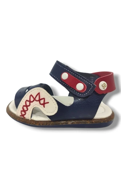 Şirinbebe 1547-20 Anatomik Dikiş Çirtli Bebek Erkek Sandalet Lacivert Beyaz 18-20 - Resim 2