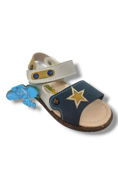 Şirinbebe 1553-20 Anatomik Yıldız Desen Cirtli Bebek Erkek Çocuk Sandalet Sari Gri 18-20 ürün görseli