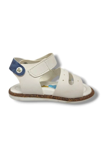 Şirinbebe 1568-20 Anatomik Dikiş Çirtli Erkek Çocuk Sandalet Beyaz Mavi 21-25 - 3
