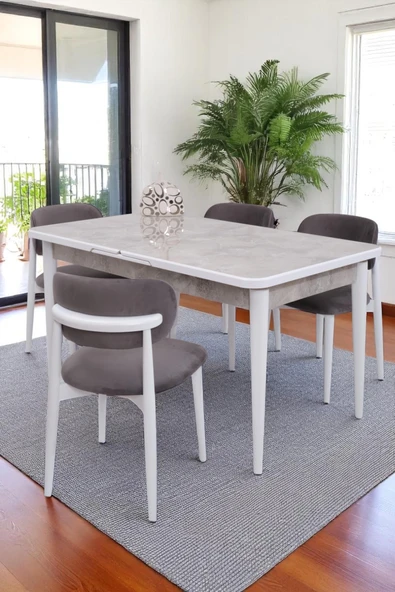 Duru Norte Mdf Lak Panel Açılır Yemek Masa Takımı 90x160