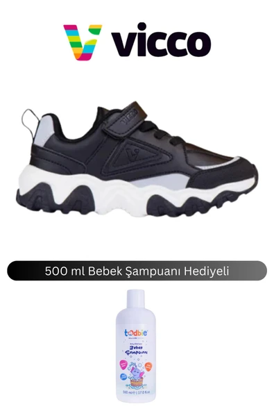 Vicco Çırtlı Patik Çocuk Outdoor Spor Ayakkabı Siyah 500 ml Bebek Şampuanı Hediyeli