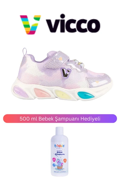 Vicco Gelato Işıklı Kız Bebek Lila Spor Ayakkabı ( 500 ml Bebek Şampuanı Hediyeli )