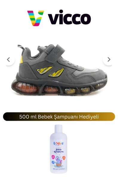 Vicco Willow Kışlık Erkek Füme Renk Çocuk Anatomik Taban Işıklı Bot (22-35) 500 ml Bebek Şampuanı Hediyeli