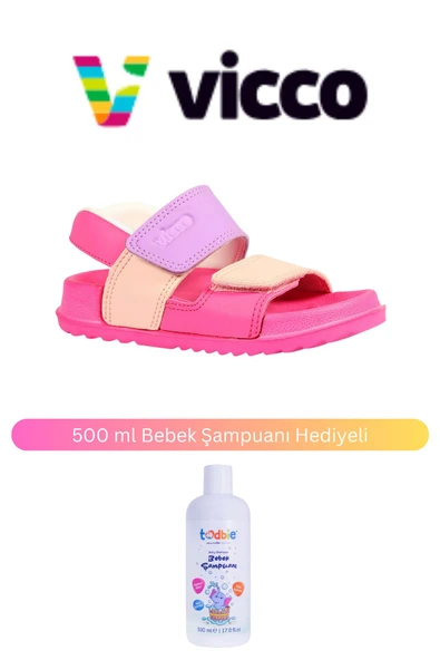 Vicco Krixi Hafif Kız Çocuk Fuşya Sandalet ( 500 ml Bebek Şampuanı Hediyeli )