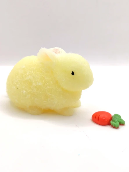 Tavşan Moj Moj Taba Squishy Havuçlu Tavşan Sıkma 7 cm Tüylü Sukuşi - Sarı ürün görseli 1