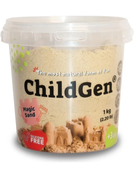 ChildGen Doğal Oyun Hamuru 9’lu - Doğarl Kinetik Kum 1 Kg Naturel - Resim 3