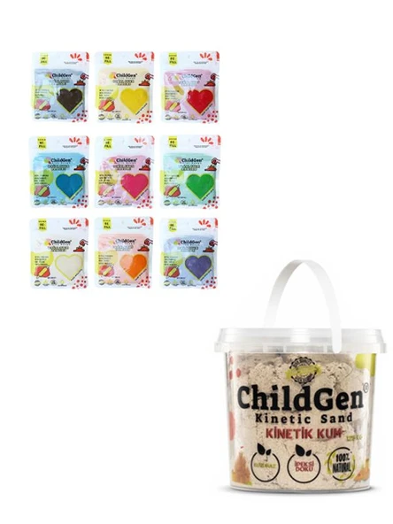 ChildGen Doğal Oyun Hamuru 9’lu - Doğarl Kinetik Kum 1 Kg Naturel ürün görseli