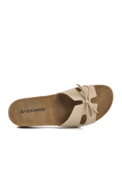 Aspor Bej Anatomik Kadın Düz Terlik - Resim 4
