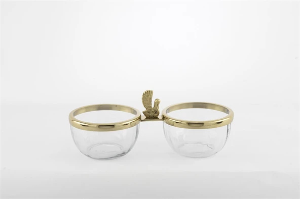 Mikasa Moor Gold Metalli 2 Bölmeli Cam Çerezlik 25x11x10cm