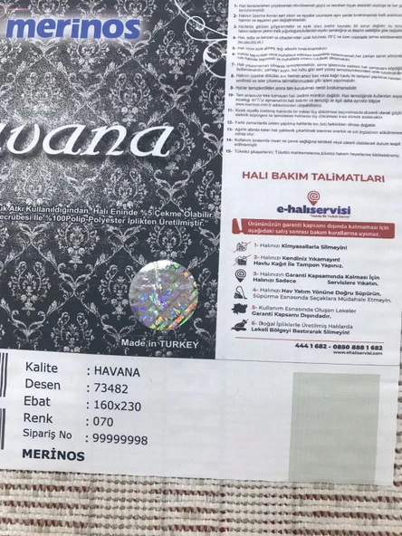 Merinos Halı Havana 73482 070 Serisi Salon Oturma Yatak Odası Halısı - 8