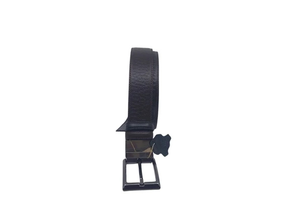 Zerhan 450 Erkek Siyah - Koyu Kahve Çift Taraflı Kullanım Hakiki Deri Kumaş Kemeri 3 cm - 2