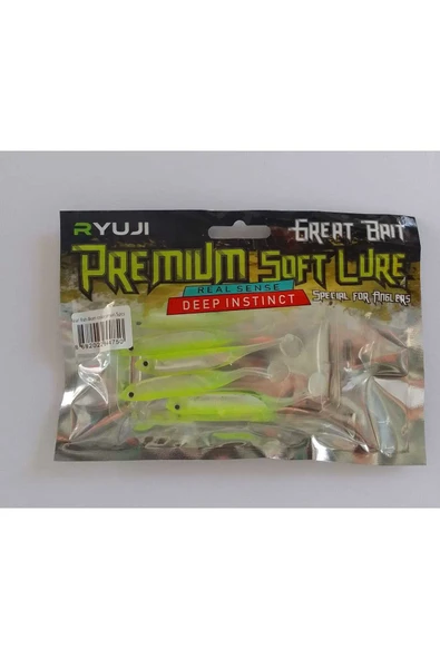 Ryuji Real Fish 8cm Silikon Yem Fosfor Sarısı Renkli (5 ADET) - 4