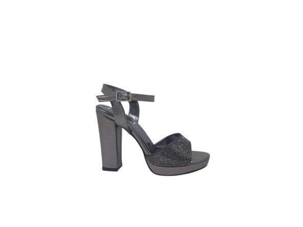 İzlife 254 Kadın Platin Pırıltılı Platform Topuklu Abiye Ayakkabı