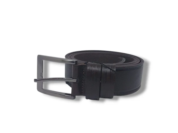 Zerhan 850 Erkek Koyu Kahve Hakiki Deri Kumaş Kot Kemeri 4 cm - 3