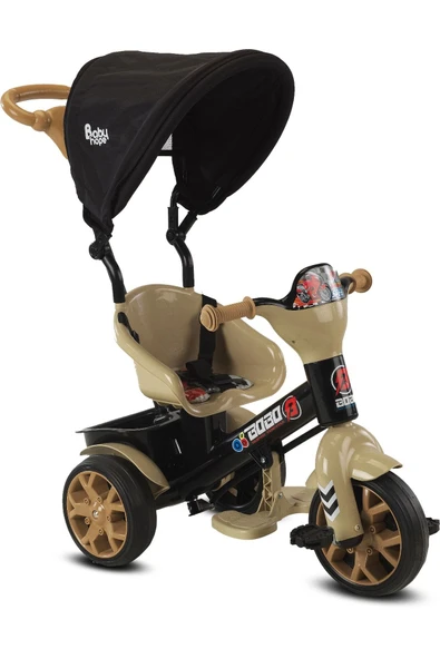 BabyHope 121 Bobo Üç Teker Ebeveyn Kontrollü Çocuk Bisikleti Kahverengi