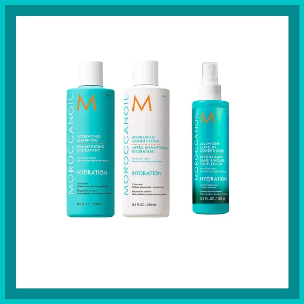 Moroccanoil Hydrating Shampoo 250ml +Kream  250ml +Leave-In Conditioner 160 Ml 3lü Set ürün görseli 1