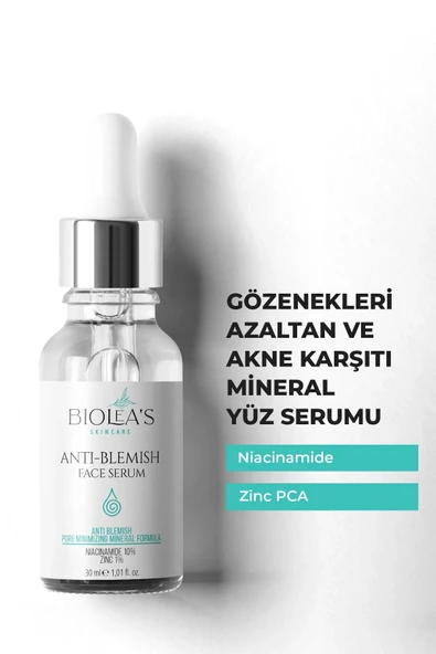 Biolea's skincare Gözenekleri Azaltan Ve Akne Karşıtı Mineral Yüz Serumu Niacinamide 10% + Zinc Pca 1% 30 Ml