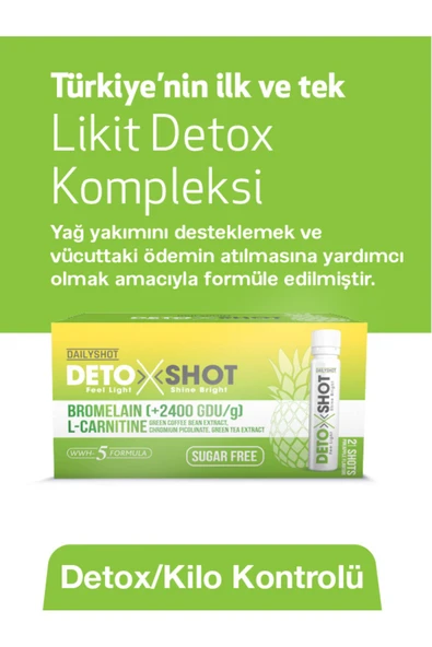 Detoxshot Kilo Kontrol Desteği, Bromelain, L-Carnitine, Krom, Detox Shot, Likit Detoks Kompleks 8684939719046 - 3