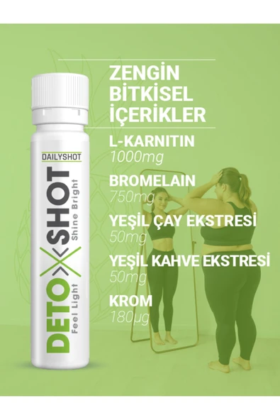 Detoxshot Kilo Kontrol Desteği, Bromelain, L-Carnitine, Krom, Detox Shot, Likit Detoks Kompleks 8684939719046 - 5