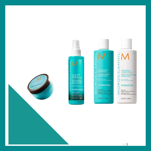Moroccanoil Hydrating Shampoo 250ml +Kream  250ml +Leave-In Conditioner 160 Ml +Mask 250ml