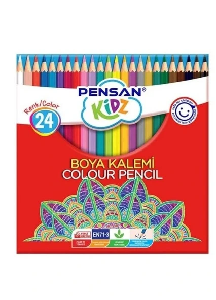 PENSAN KİDZ KURU BOYA 24 RENK TAM BOYA KALEMİ