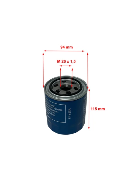Wunder Hyundai H100 2.5 D, 2.6 D 2000-2016 İnce Tip Yağ Filtresi - 2