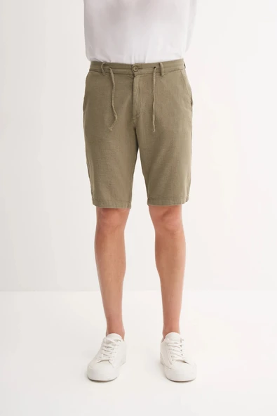 Cazador Slim Fit Dar Paça Keten Bermuda Şort 6108 - 2