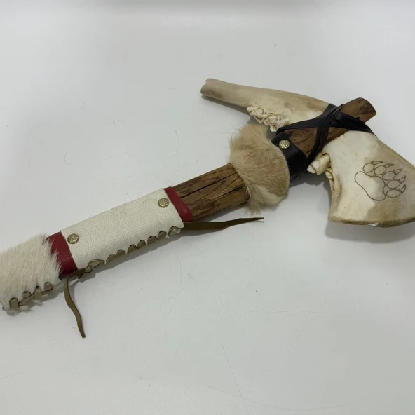 El Yapımı Kızılderili Doğal Kemik Balta 45cm (Model 5) - 2