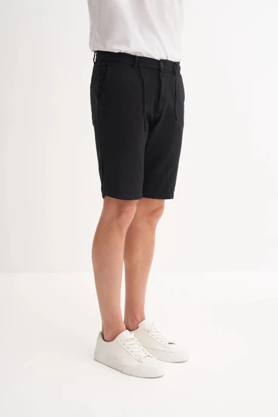 Cazador Slim Fit Dar Paça Keten Bermuda Şort 6108