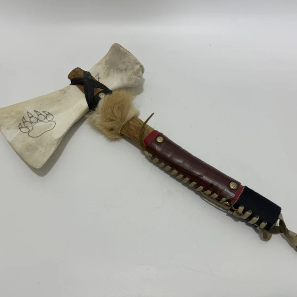 El Yapımı Kızılderili Doğal Kemik Balta 45cm (Model 7) - 2