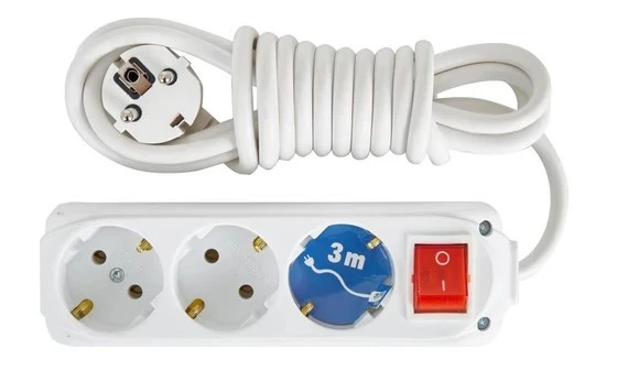 Almera Anahtarlı Topraklı 3'lü 3 m Grup Priz