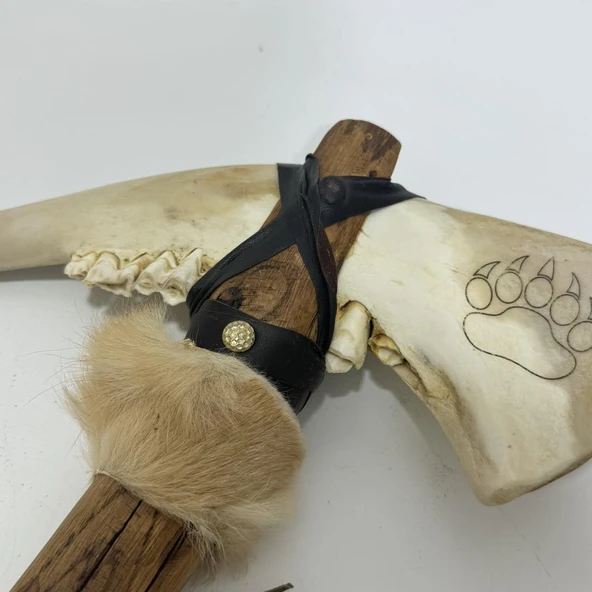 El Yapımı Kızılderili Doğal Kemik Balta 45cm (Model 5) - 4