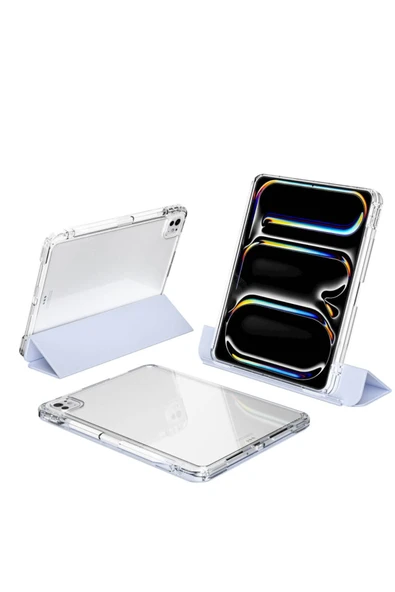 iPad Pro 11 2024 Uyumlu Airbagli Manyetik Ayrılabilen Fuchsia Sliding Tablet Kılıfı - Resim 2