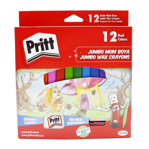 Pritt Karton Kutu Jumbo Üçgen Silinebilir Pastel Boya 12 Renk (1655739)