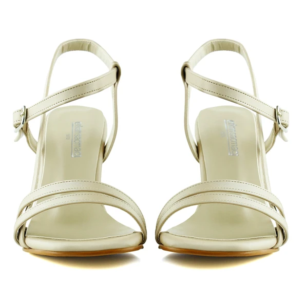 Erkan Saçmacı Roseline Ten Saten Önü Arkası Açık Bantlı Tokalı Kadeh Topuklu Abiye Ayakkabı - 4