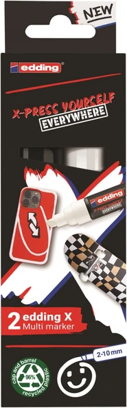 Edding 6900 X Multi Marker 2-10mm Kesik Uç 2'li Set - Siyah & Beyaz / 4-6900-2-1 - Resim 5