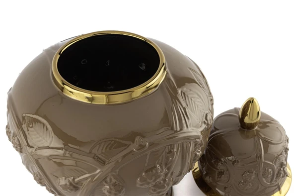 Mikasa Moor Kahve Kabartmalı Porselen Kapaklı Küp 28x41cm - Resim 2