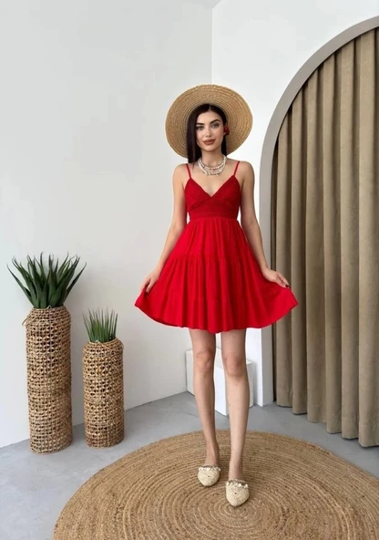 Nivel Göğsü Büzgülü Elbise - 5