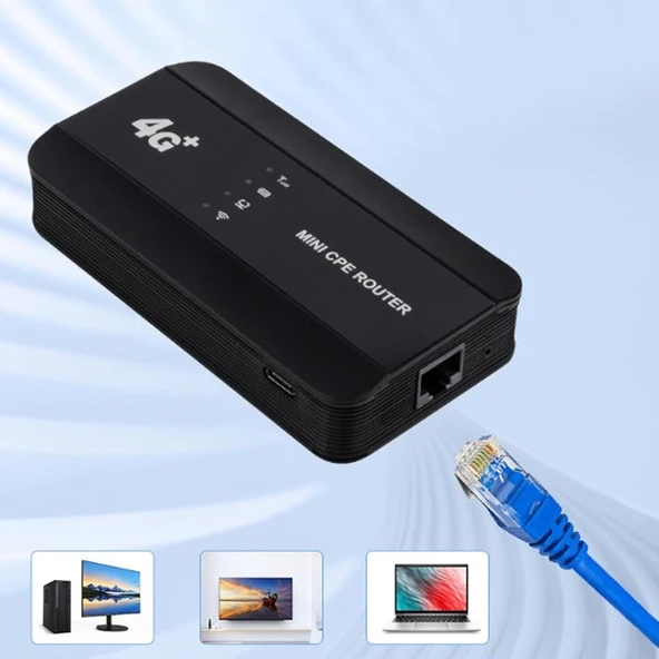 4G Mini CPE Router, Sim Kart Yuvası ile C Tipi Şarjlı, Gigabit Ethernet Yönlendirici RJ45 Portulu - 5